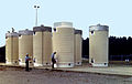 Image 21Dry cask storage vessels storing spent nuclear fuel assemblies (from Nuclear power)