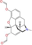 Chemical structure of diformylmorphine.