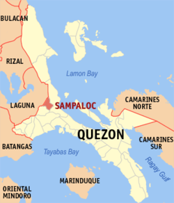 Map of Quezon with Sampaloc highlighted