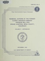 Thumbnail for File:Remedial actions at the former Climax Uranium Company uranium mill site, Grand Junction, Mesa County, Colorado - final environmental impact statement (IA remedialactionsa02unit).pdf