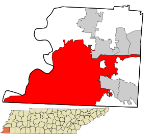 Location in Shelby County and state of ٹینیسی.