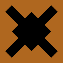 Division insignia: a black windmill symbol on a brown background