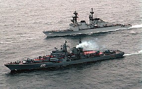 Міноносець «Розторопний» і есмінець «USS O'Bannon» в Баренцовому морі, 1992 рік
