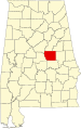 State map highlighting Coosa County
