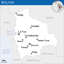 ボリビア内のラパス(La Paz)の位置の位置図