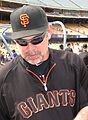 Bruce Bochy was the Giants' manager from 2007 through 2019, winning the franchise's three San Francisco based World Series Championships in 2010, 2012, and 2014.