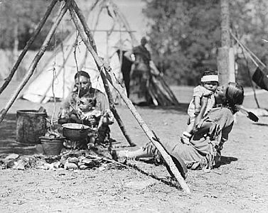 Camp fire Chippewa village Itasca State Park Minnesota 1926
