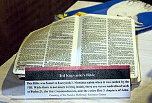 Photograph of Kaczynski's Bible
