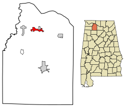 Location of Courtland in Lawrence County, Alabama.