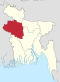 Map indicating the extent of Rajshahi Division within Bangladesh