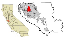 Location of Santa Clara in California (left) and within Santa Clara County (right)