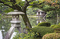 The Kotoji Tōrō, a two-legged stone lantern that is one of the most well-known symbols of the Kenroku-en garden