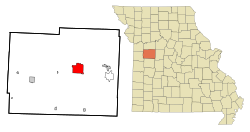 Location of Warrensburg, Missouri