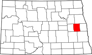 Map of North Dakota highlighting Steele County