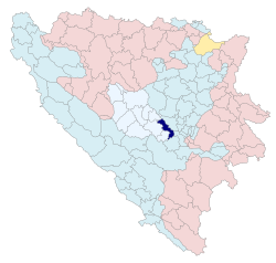 Location of Kiseljak within Bosnia and Herzegovina
