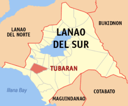 Map of Lanao del Sur with Tubaran highlighted