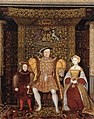 ジェーン・シーモア、ヘンリーとエドワード王子と一緒に描かれている。6番目の王妃キャサリン・パーと結婚していた1545年に描かれた。画家不明