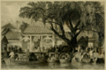 The landing place and river entrance to the "Temple of Honan" in the 1840s.[20]