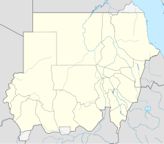 Mapa konturowa Sudanu, blisko centrum po prawej na dole znajduje się punkt z opisem „Rabak”