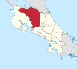 Alajuela no mapa da Costa Rica