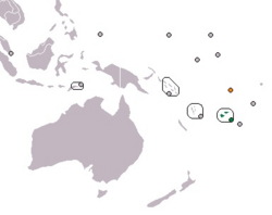 Map indicating locations of Fiji and Tuvalu
