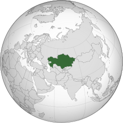 Местоположбата на  Казахстан  (зелено)