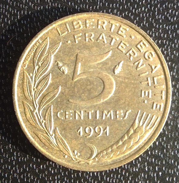 File:5 Centimes (1991) - Vorderseite.jpg