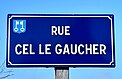 Panneau de la rue Cel le Gaucher à Mont-de-Marsan.