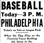 Newspaper advertisement for game tickets