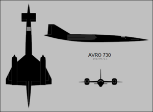 Orthographically projected diagram of the Avro 730.