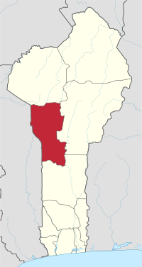Map highlighting the Donga Department