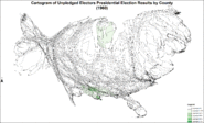Cartogram of unpledged electors presidential election results by county