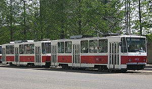 Older Tatra T6B5 vehicles on tram line 1
