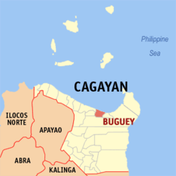Map of Cagayan with Buguey highlighted