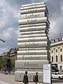 Image 3612-metre-high (40 ft) stack of books sculpture at the Berlin Walk of Ideas, commemorating the invention of modern book printing (from History of books)