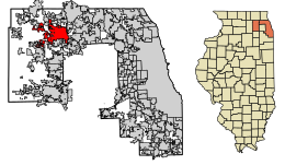 Location of Elgin in Kane and Cook County, Illinois
