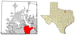 Location of Lewisville in Denton County, Texas
