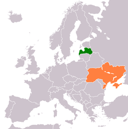 Map indicating locations of Latvia and Ukraine