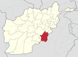 Map of Afghanistan with Paktika highlighted