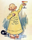 Replikkane til The Yellow Kid blei vanlegvis skrivne direkte på figuren, medan dei andre i serien uttrykte seg i snakkebobler. The Yellow Kid er ofte rekna som verdas første moderne teikneserie. Han kom ut regelmessig frå 1895.