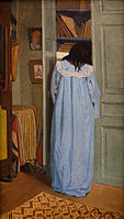 Woman in blue looking in a closet (1903)