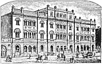 The Astor Library, seen in a 1900 drawing, opened in 1849. It is now the Public Theater