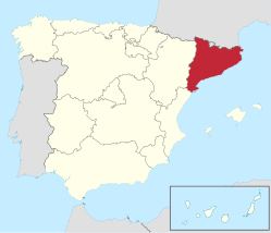 Cataloniens beliggenhed i Spanien