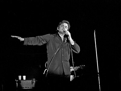 Country-western singer Johnny Cash called himself "the man in black". Image of his performance in Bremen, Northern Germany, in September 1972.
