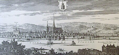 Torneå (founded 1620) as depicted in Dahlbergh's Suecia Antiqua et Hodierna, 1716.
