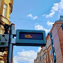 Tram Boards on Pride Parade Day throughout Vienna, June 2022