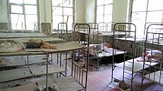 Beds in the abandoned kindergarten