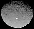 Photo of Ceres taken by the Dawn spacecraft at a distance of 13,600 km (8,500 mi).