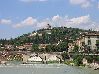 Adige River and Ponte Pietra in Verona