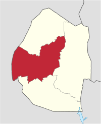 Map of Eswatini showing Manzini district